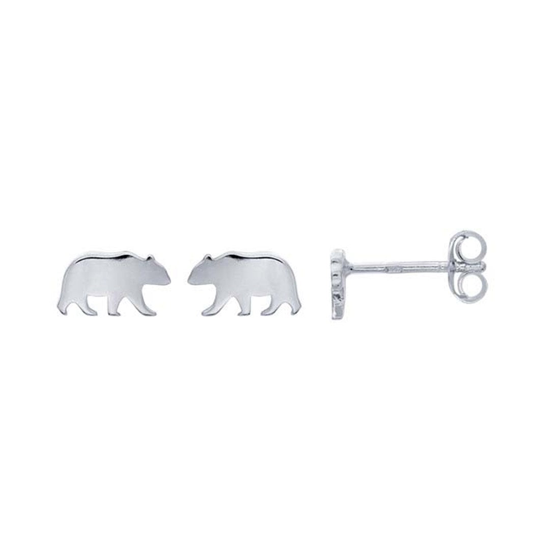 Sterling Silver Bear Stud Earrings