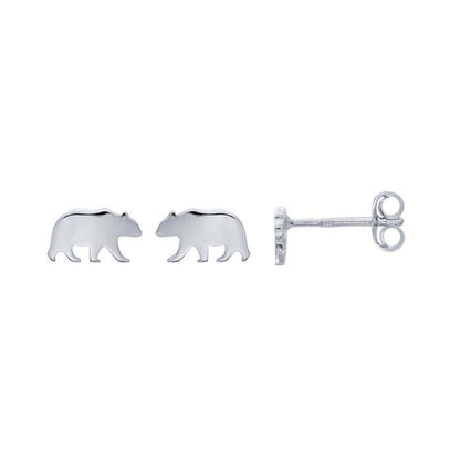 Sterling Silver Bear Stud Earrings